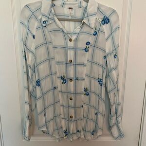 Free People Blue and White Striped Shirt